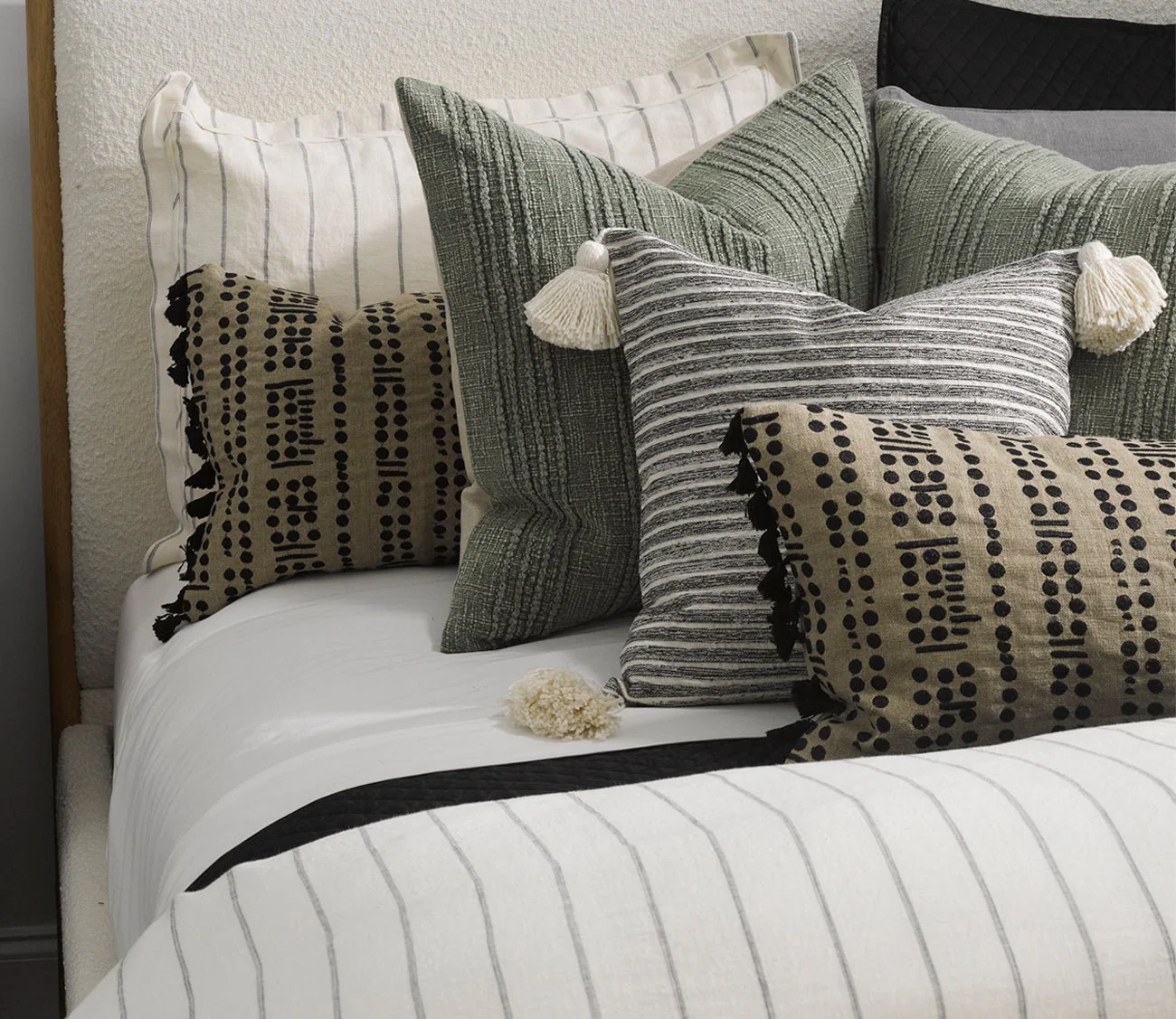 Villa by Classic Home Giada Black Ivory Throw Pillow - Image 4